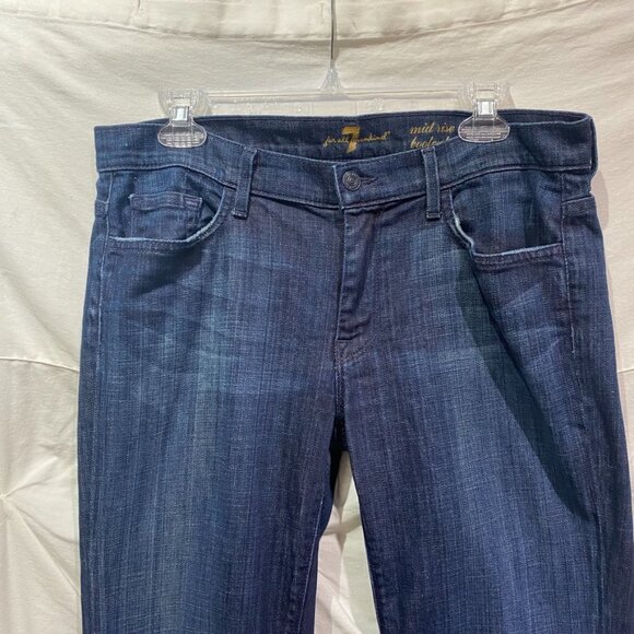 7 For all Mankind Dark Wash Mid Rise Bootcut size 32, Inseam 35 inches - Picture 2 of 15
